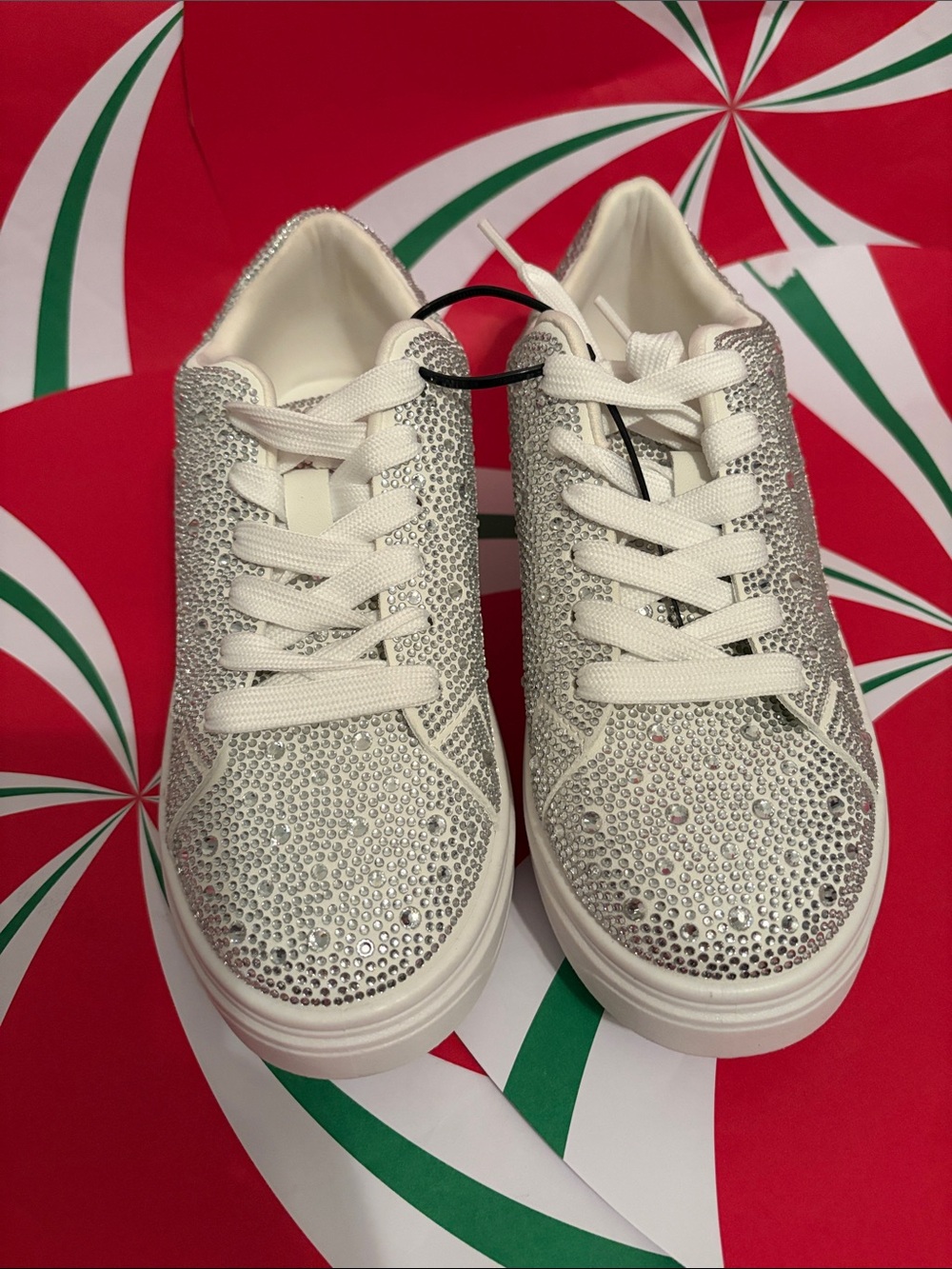 Madden Girl White Crystal-Embellished Sneakers